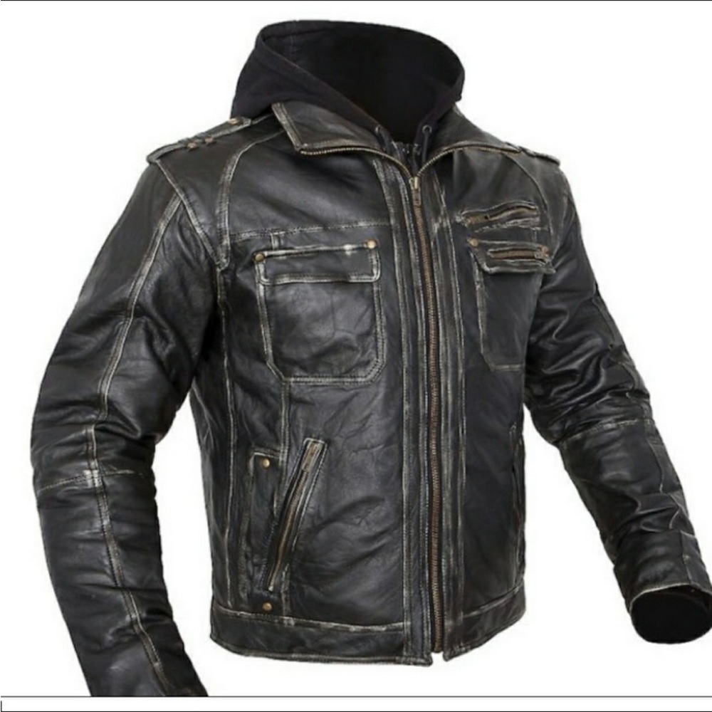 BILT LEATHER XXL Drago Motorcycle black distressed leather riding Jacket 2XL